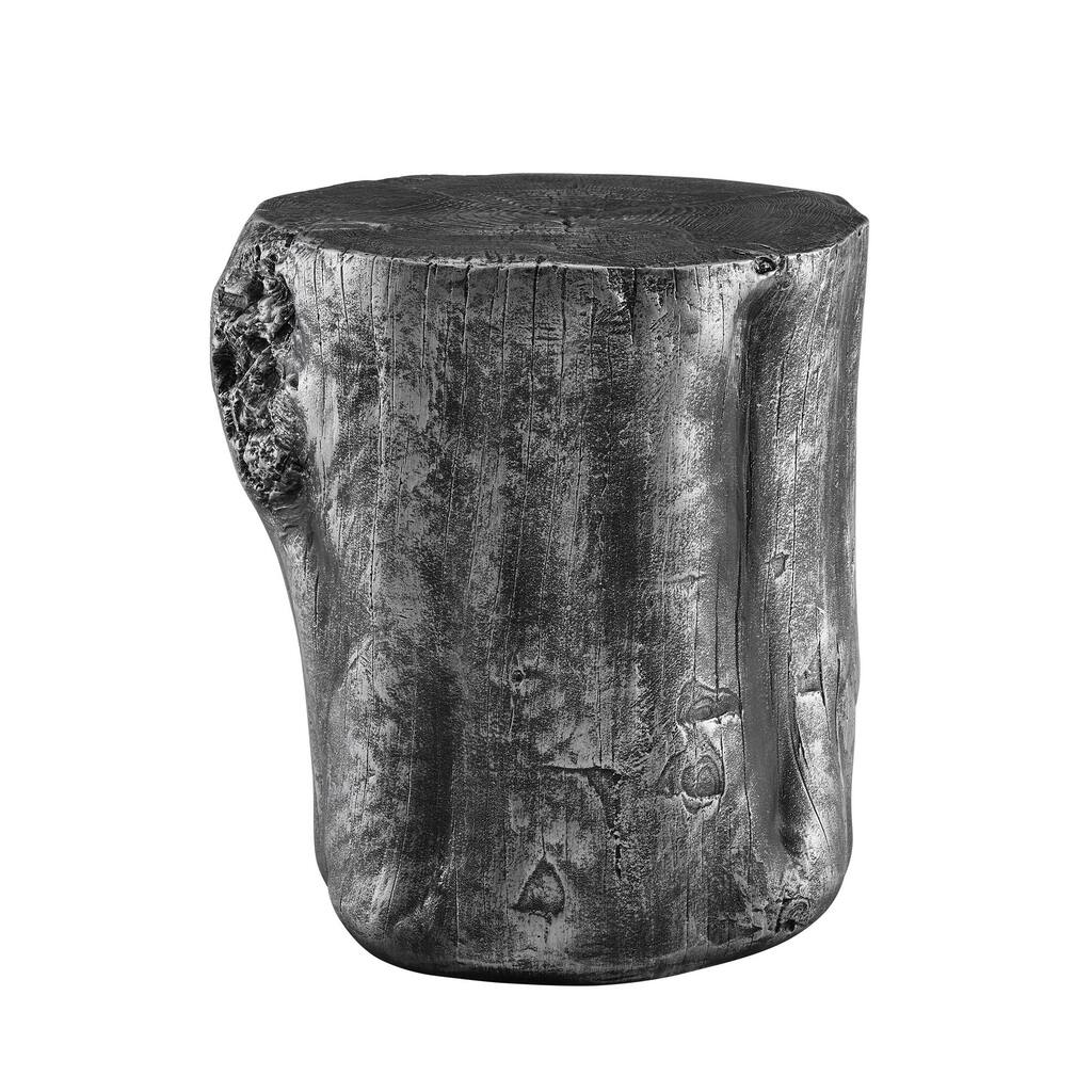 Accent Table with Metal Tree Trunk Design, Antique Silver
