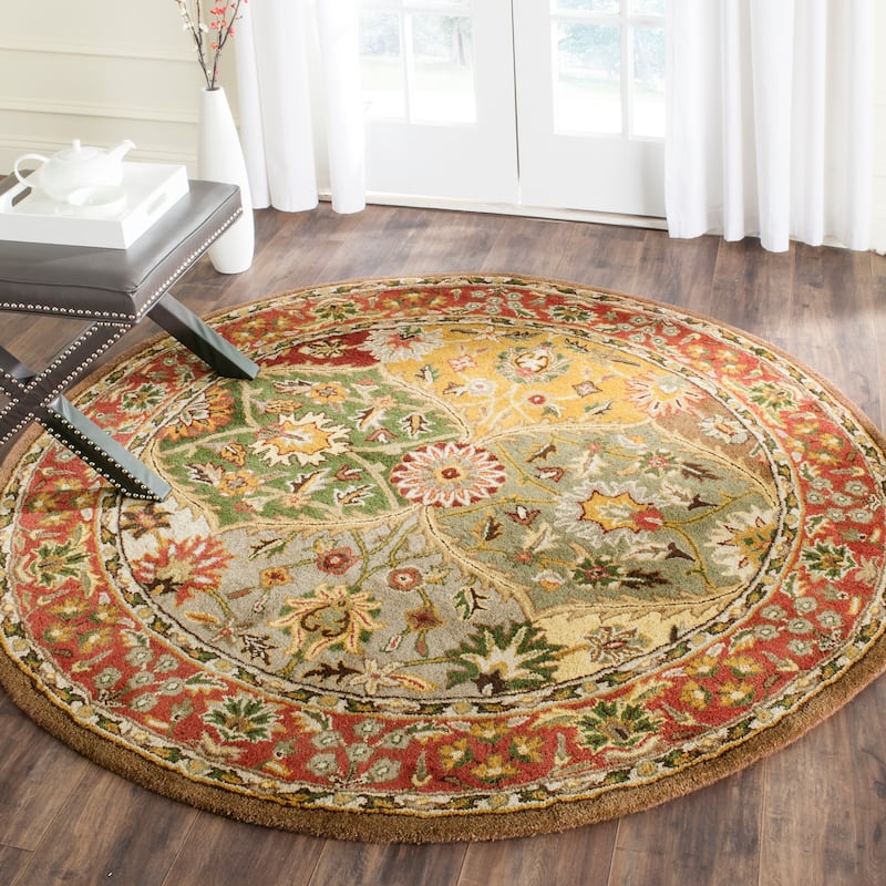 SAFAVIEH Handmade Heritage Roselyne Traditional Oriental Wool Rug - 6' Round - Multi
