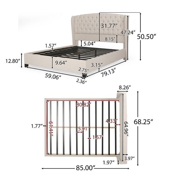 dimension image slide 0 of 6, Costello Upholstered Tufted Fabric Queen Bed Set by Christopher Knight Home