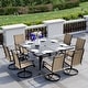 preview thumbnail 1 of 174, Patio Dining Set, Outdoor Dining Table and Chairs Set with Textilene Chairs, Adjustable Umbrella Hole for Garden, Backyard 9 Piece-Square - Brown-Swivel