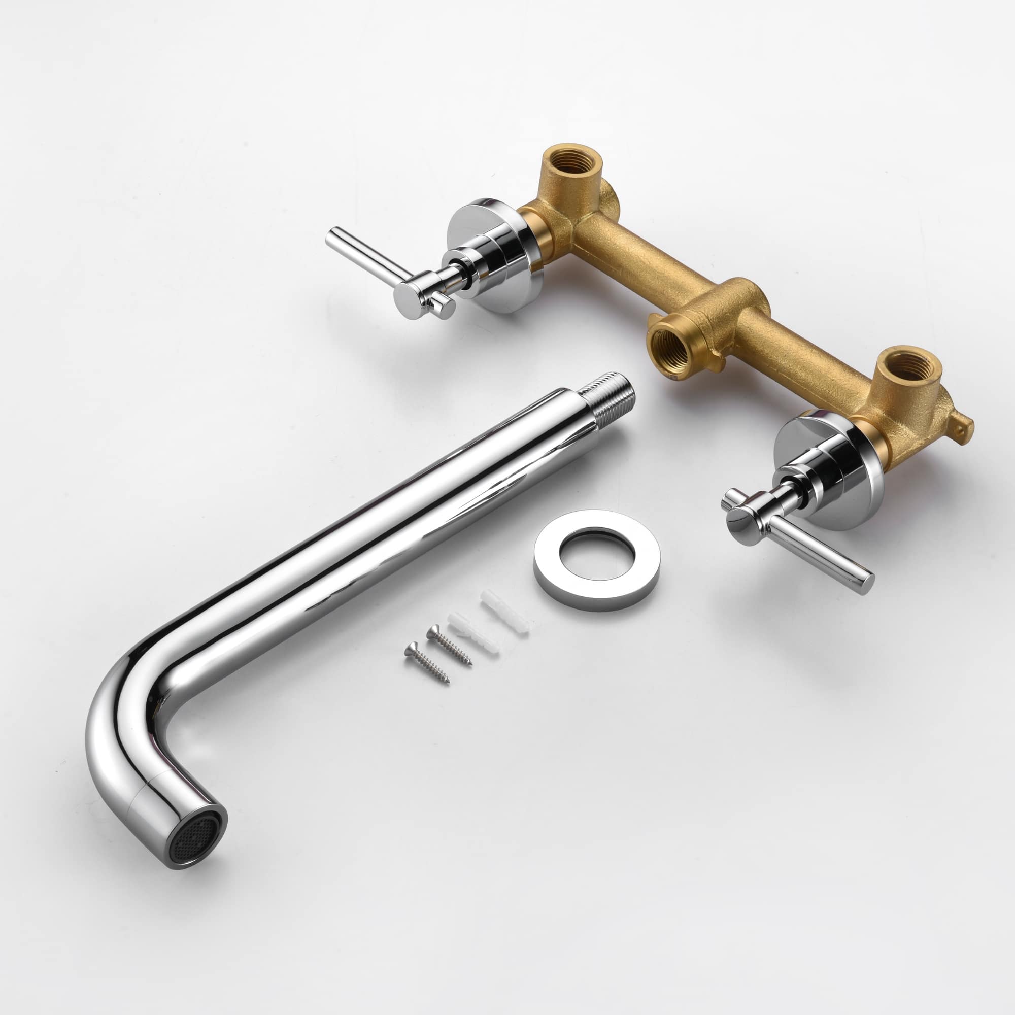 Bathroom Wall Mount Bath Tub Faucet, Extra Long Spout with High Flow