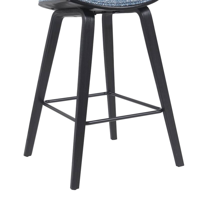 Fox Mid-Century Bar Stool, Upholstered Counter Height Chair with Bentwood Legs