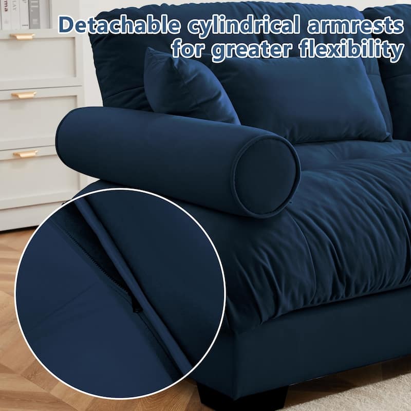 166" Modular U-shaped Sectional Sofa Cloud Couch with Movable Ottomans