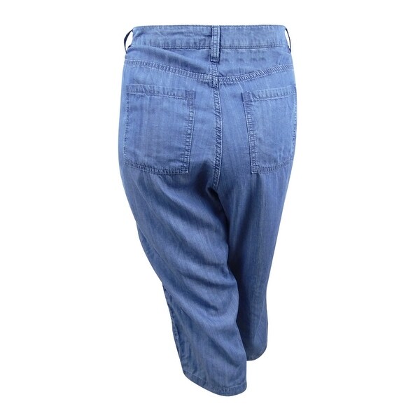 plus size wide leg chambray pants