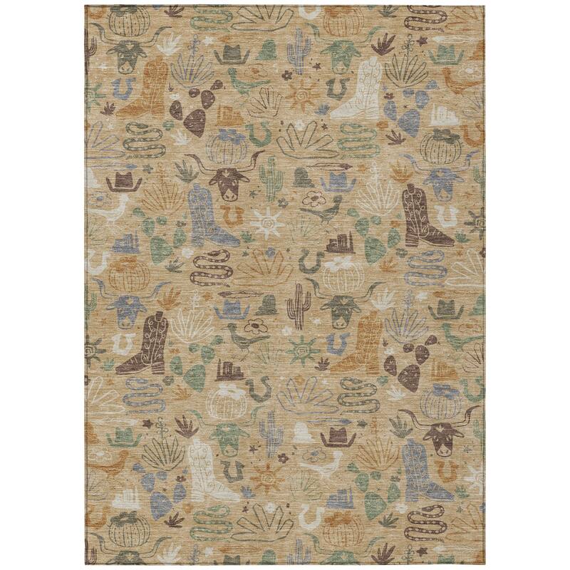 Machine Washable Indoor/ Outdoor Modern Ranch Chantille Rug