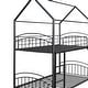 preview thumbnail 9 of 14, Black Twin over Twin Size Metal Bunk Bed With Slide, Roof, Fence and Ladder for Bedroom