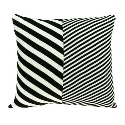 Tapered stripe Square Cotton Throw Pillow - 18" - White and Black