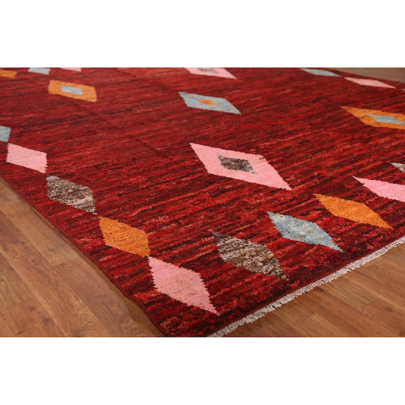 Red Moroccan Oriental Area Rug Handmade Tribal Wool Carpet - 8'4" x 9'10" - 8'4" x 9'10" - Red