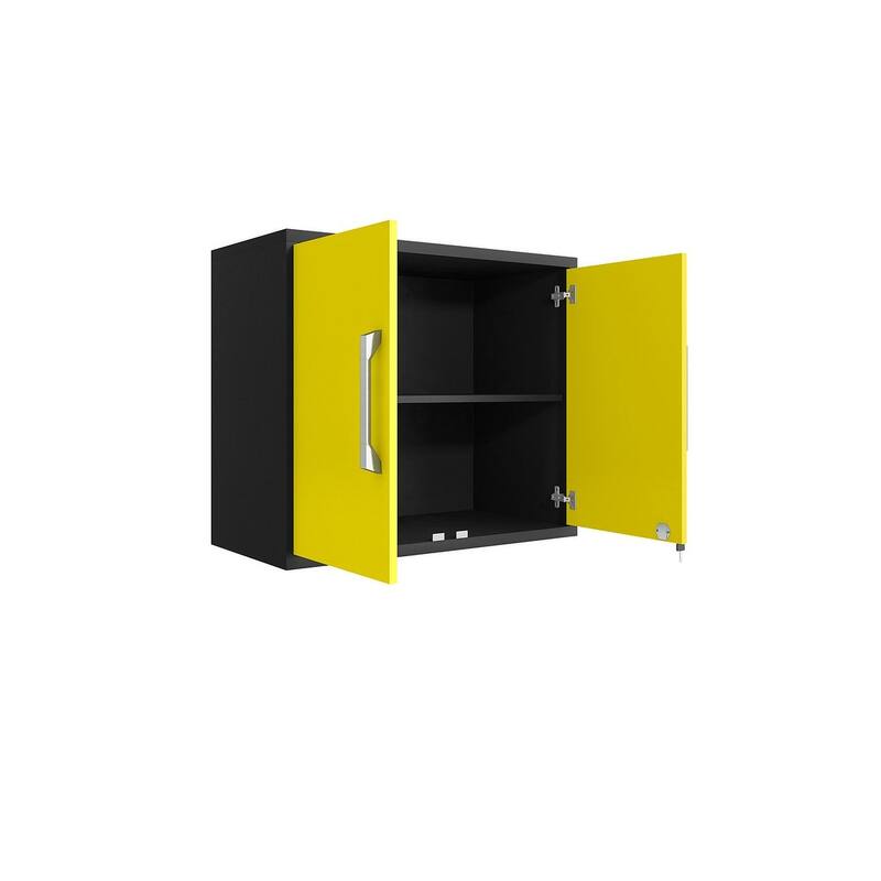 Manhattan Comfort Eiffel Floating Garage Storage Cabinet with Lock and Key