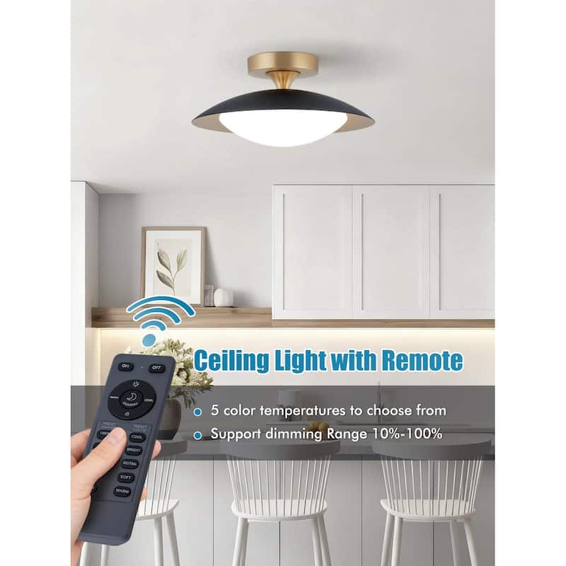 11.8'' Modern Metal 5CCT Integrated LED Semi Flush Mount Ceiling Light