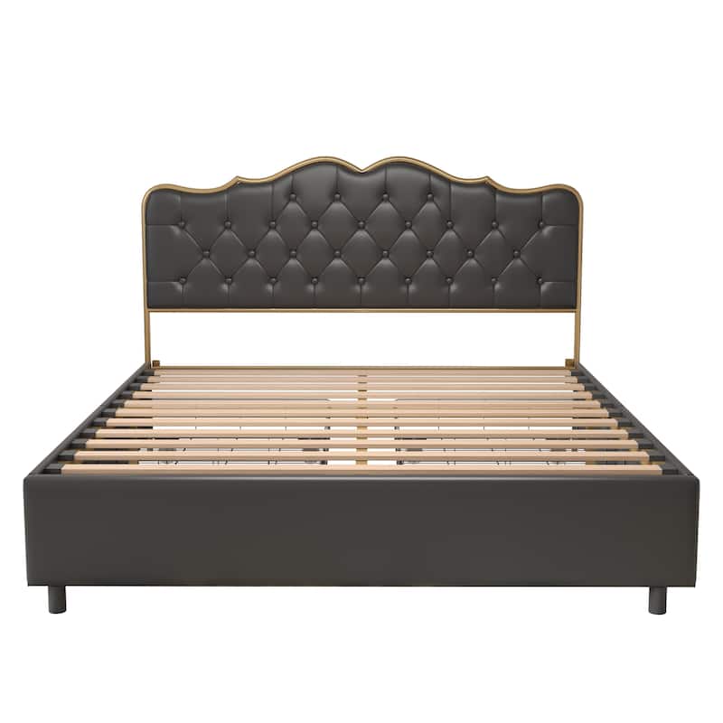 Metal frame sleeping bed with four storage drawer