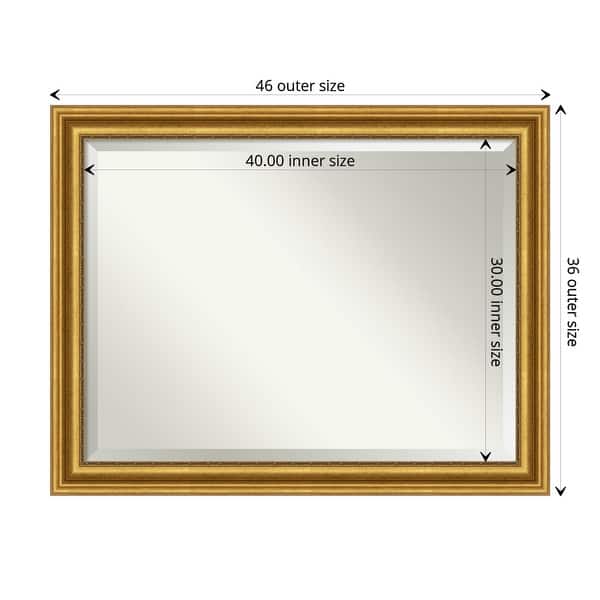 dimension image slide 5 of 6, Beveled Bathroom Wall Mirror - Parlor Gold Frame