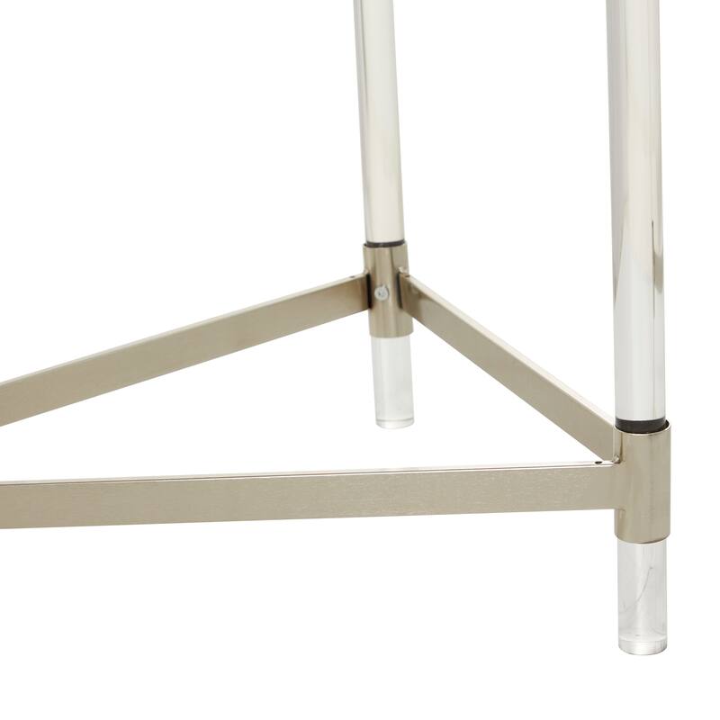Metal Rectangular Console Table with Mirrored Top and Acrylic Legs - Gold or Silver - Roche River Decor