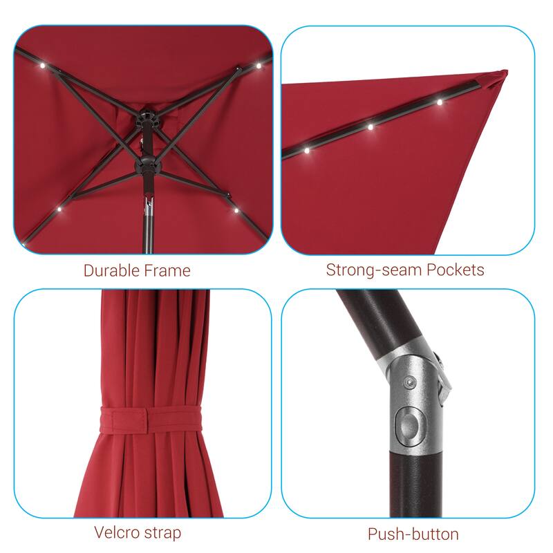 LIVOOSUN 6.5×6.5FT LED Square Patio Umbrella with UPF50+, Tilt Function, and Wind-Resistant Design——Experience Outdoor Comfort