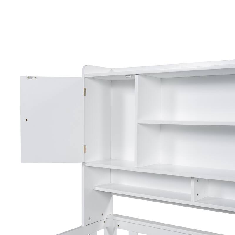 Twin Size Platform Bed with Built-in Desk and Matching Chair,Multifunctional Wood Bed Frame with Bookshelf Headboard