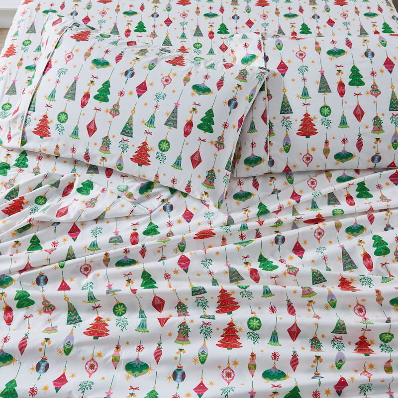Linery & Co. Ultra-Soft Brushed Holiday-Printed Microfiber Sheet Set