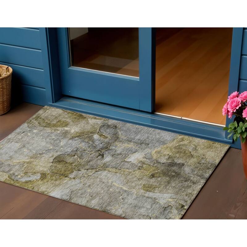 HomeRoots Abstract Transitional Rectangle Outdoor Rug - 3' x 5'