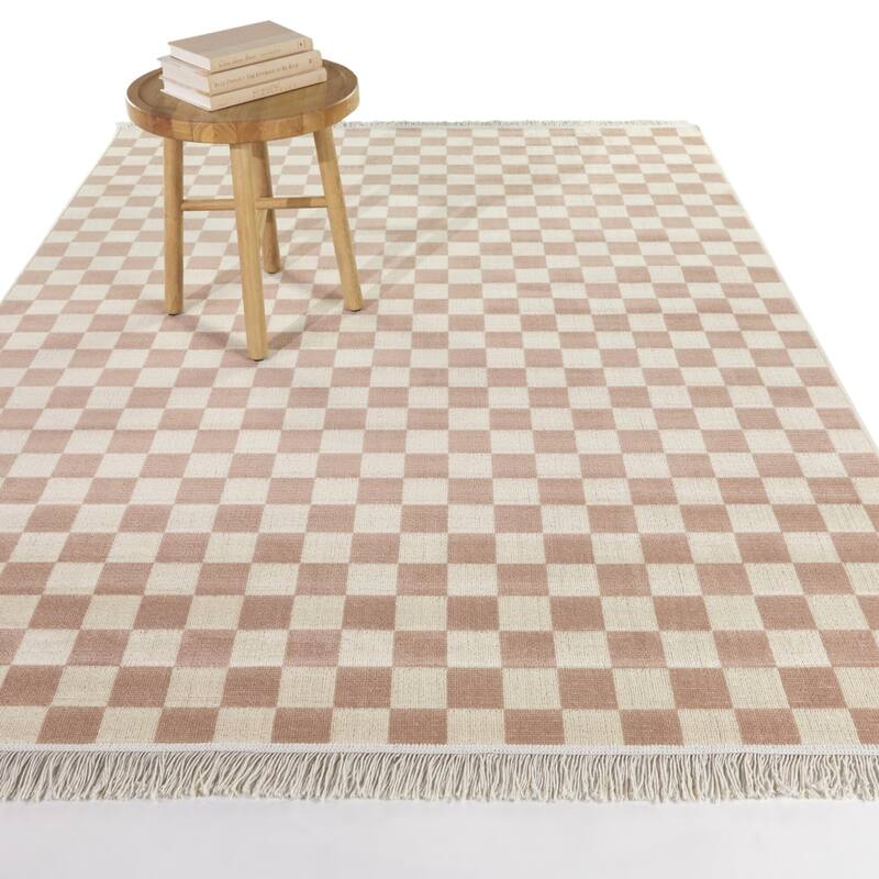 Adelaide Recycled Checkered Area Rug - 7'10" x 10' - Pink - Rectangle