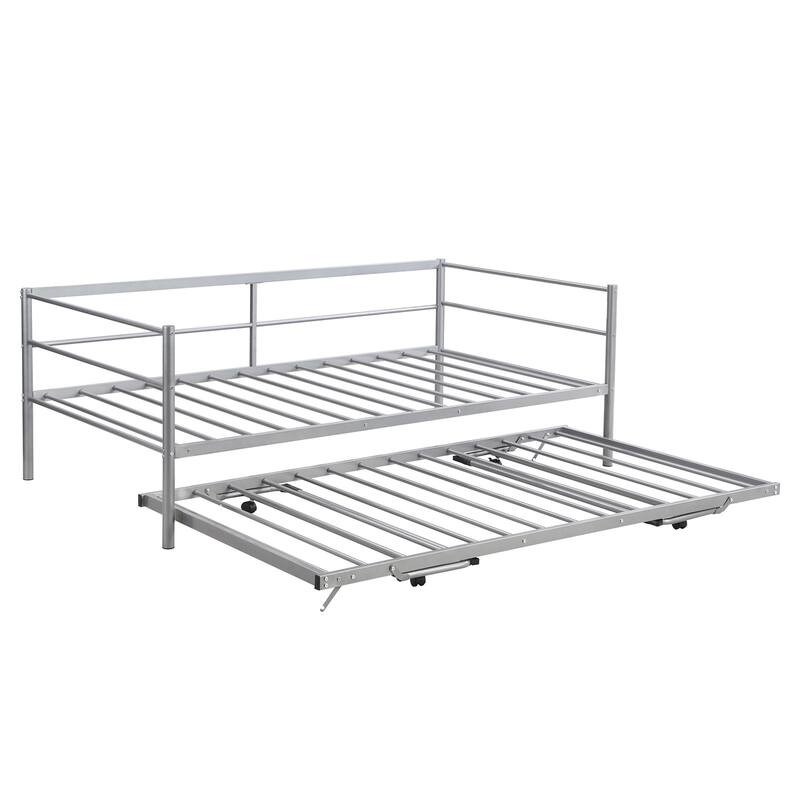 Twin Size Metal Daybed with Pop Up Trundle