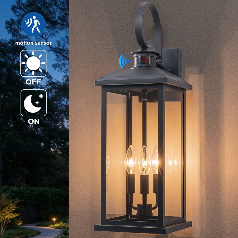 C Cattleya 1-Pack 3 Light 23" Motion Sensor Dusk to Dawn Outdoor Wall Lights