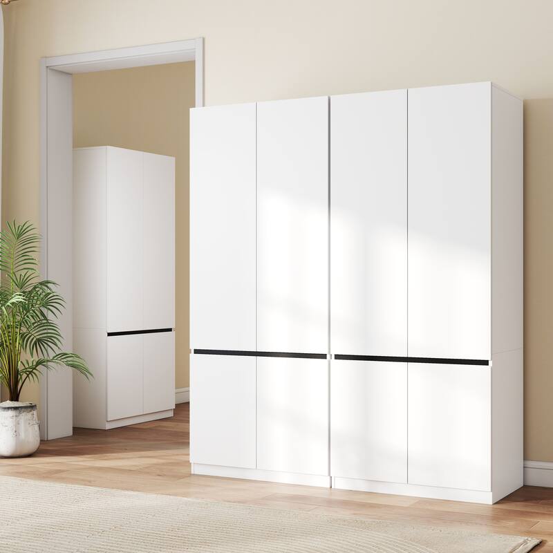 75" Large Modular Armoire Wardrobe Closet, Clothes Organizer Closet with Storage Shelves