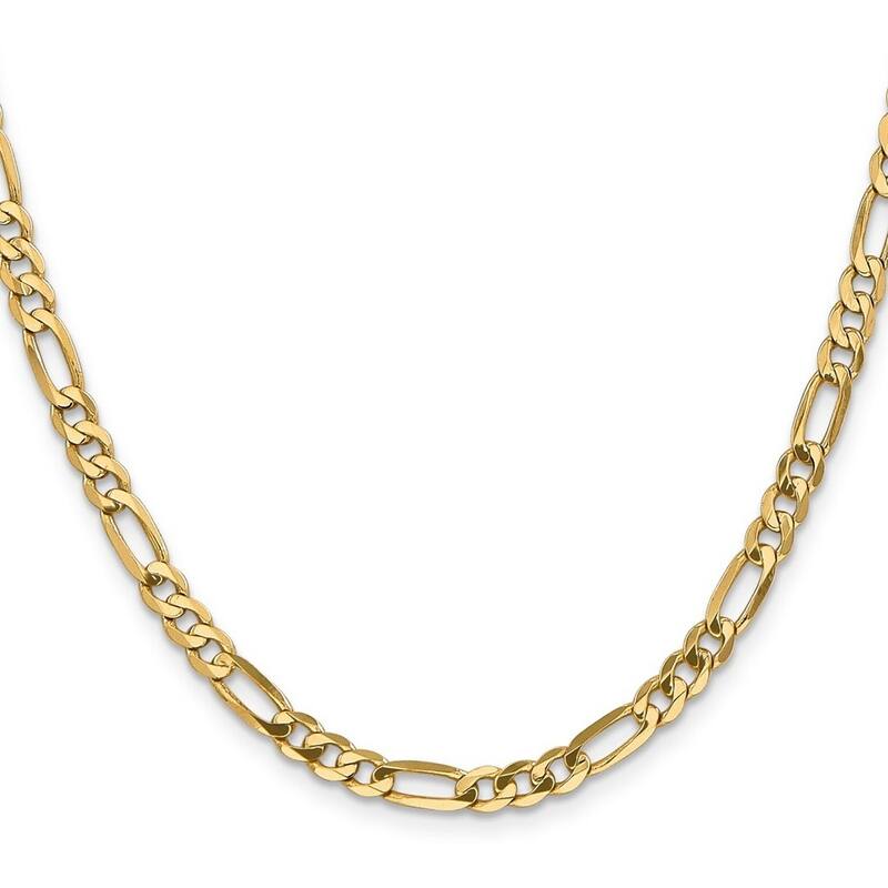 Curata 14k Yellow Gold 4.75mm Flat Figaro Chain Bracelet