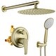 preview thumbnail 11 of 18, Clihome 5 Spray Patterns 12 in. Wall Mount Dual Shower Heads 12" - Gold