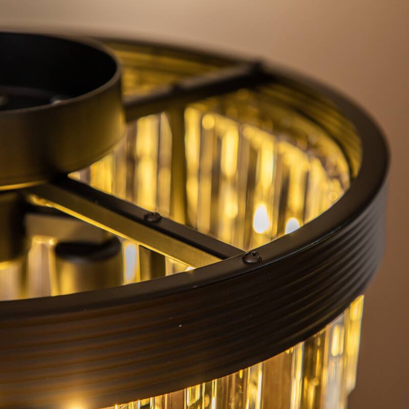 3-Light 13" Cone Shape 4-Tier Crystal Chandelier