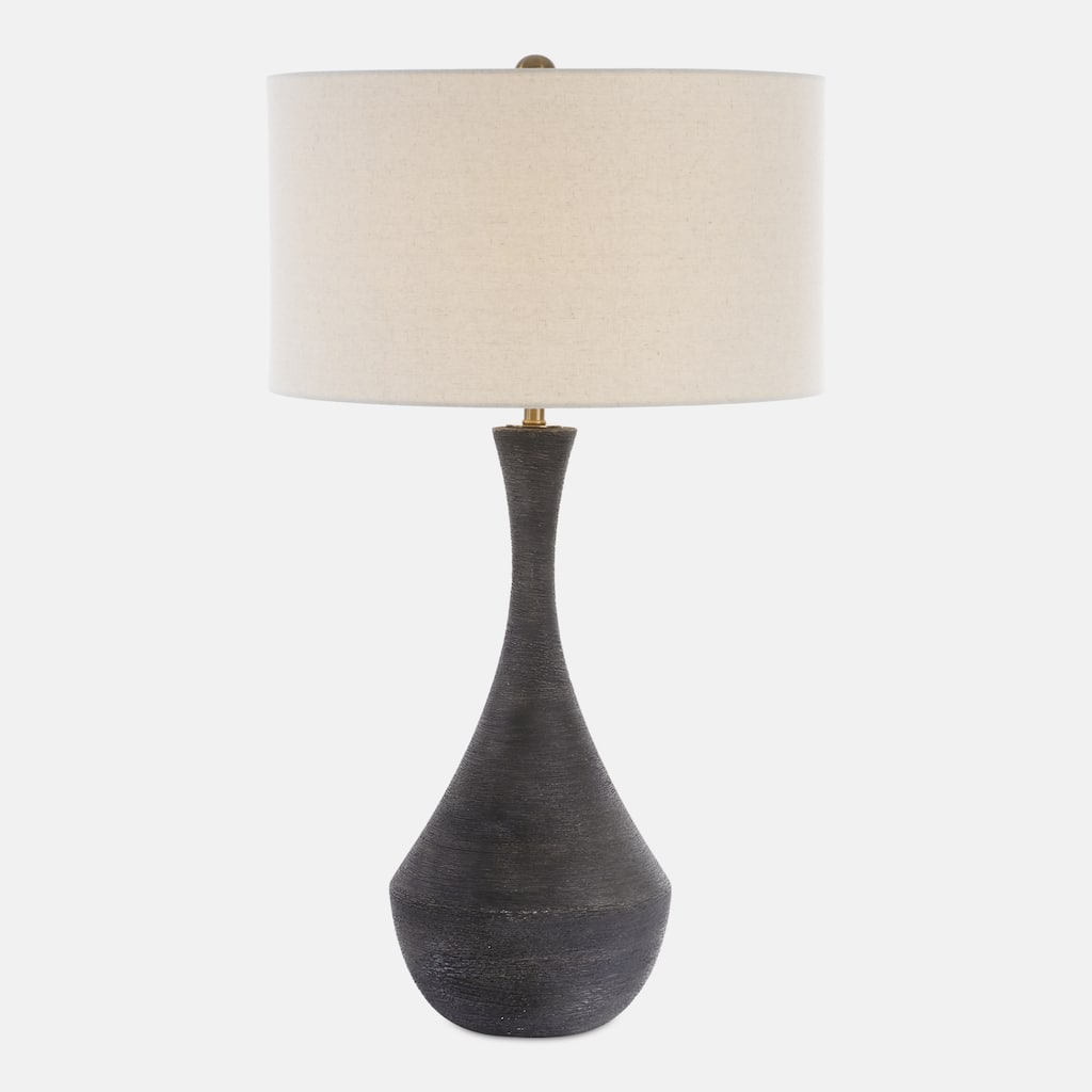 Horizontal Texture Table Lamp with Drum Shade - 34 - Green