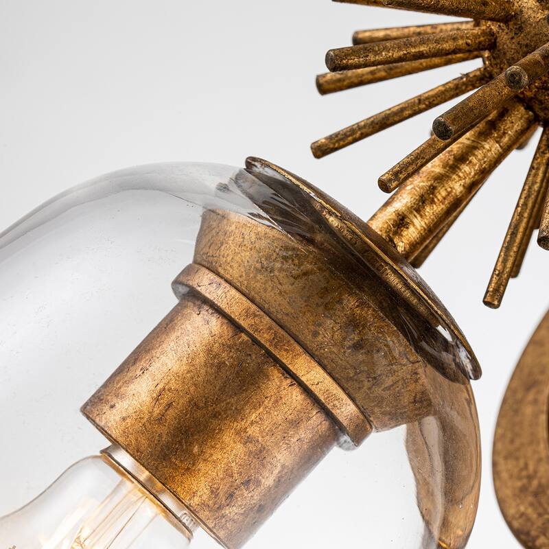 Staring 2 Light Sconce in Gold Leaf - 7 x 7.5 x 22