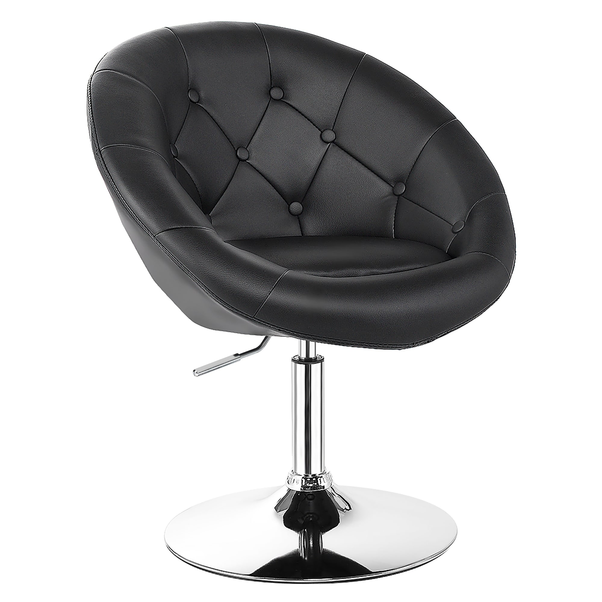 Adjustable Swivel Accent Chair Tufted Round-Back Modern Vanity Chair