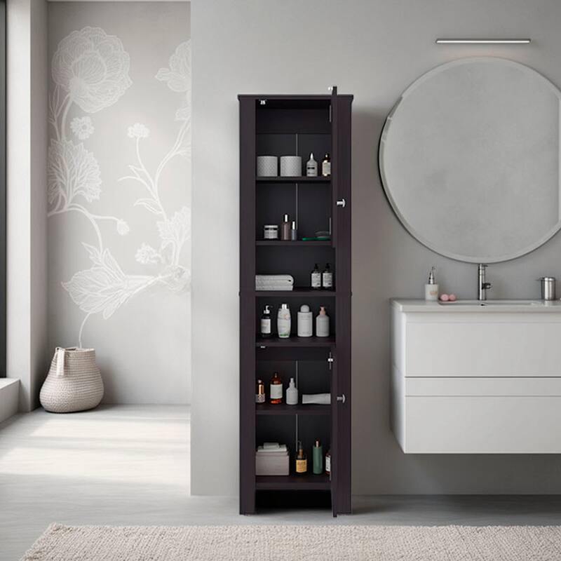 Catalina Tall Stylish Cabinet, Bathroom Organizer with Closed Compartments and Daily Use Areas