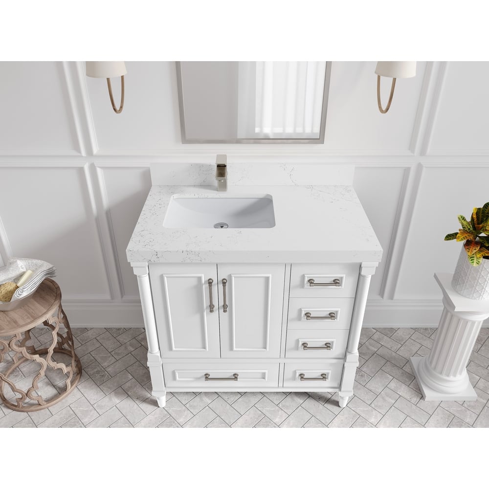 Willow Collections 36 in. W x 22 in. D Aberdeen Left Offset Sink Bathroom Vanity with Countertop