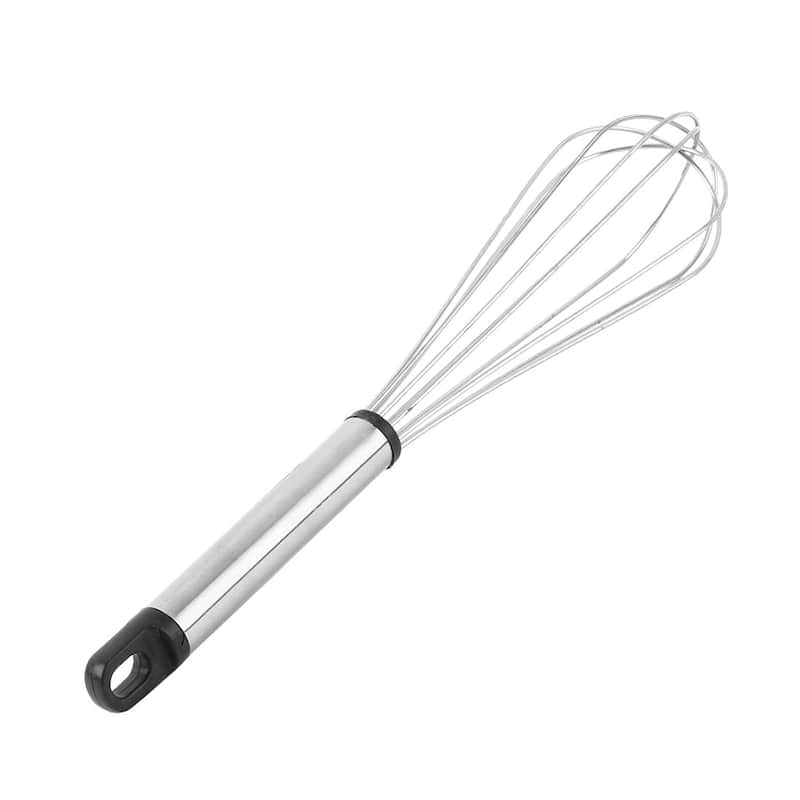 Restaurant Kitchen Metal Egg Whisk Milk Balloon Wire Beater Blender Silver Tone - Black,Silver Tone