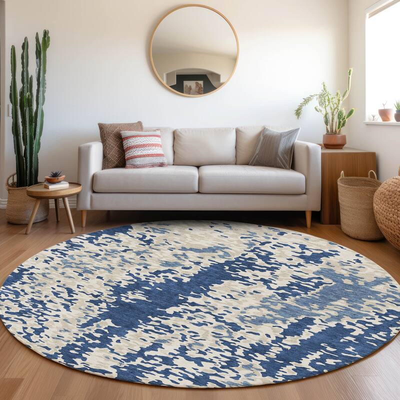 Premium Washable Super Soft Modern Casual Mayfield Rug - Navy - 8' x 8'