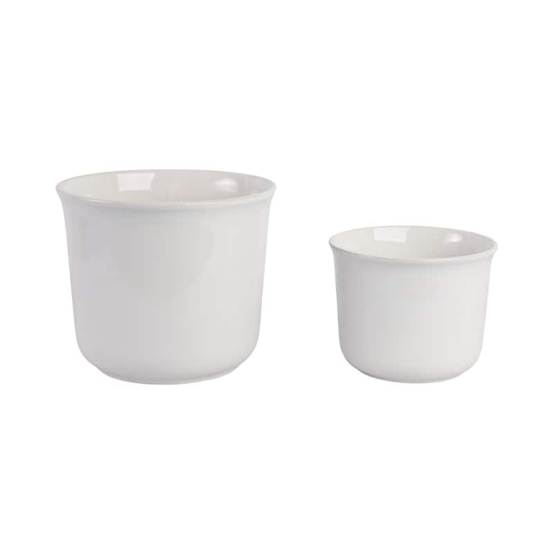 Stoneware Planters Decorative Bow Accent (Set of 2) - 9", 7" White - 11" x 11" x 9"