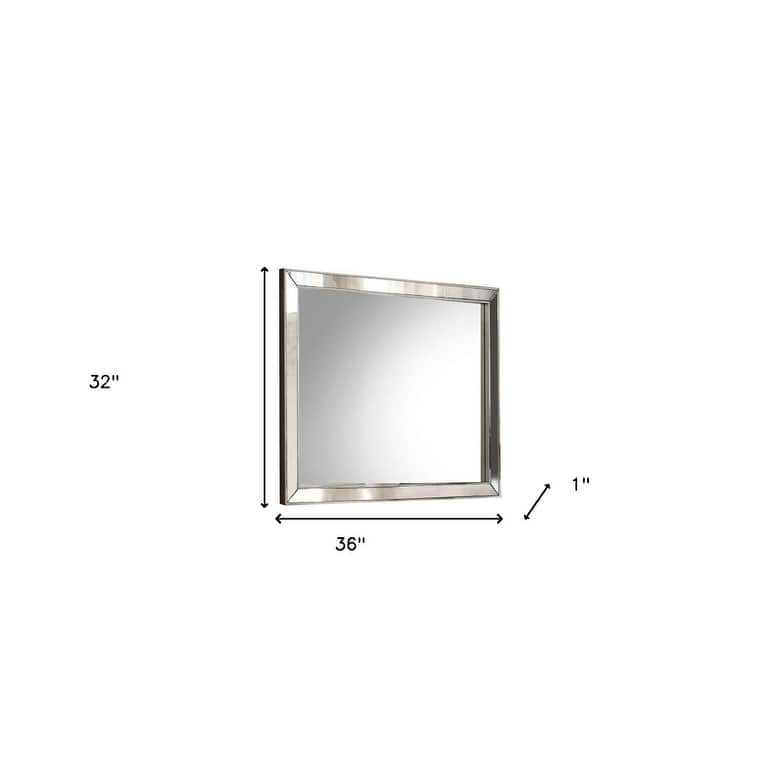 HomeRoots 32" Platinum Wood Framed Mounted Dresser Mirror - 36' X '32' X '1