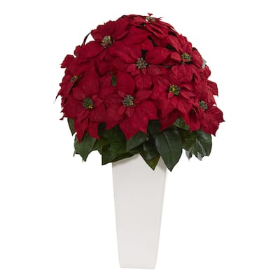 Artificial Dieffenbachia Plant in White Planter - Variegated Green Leaves for Bright and Natural Home Decoration - Red - 32