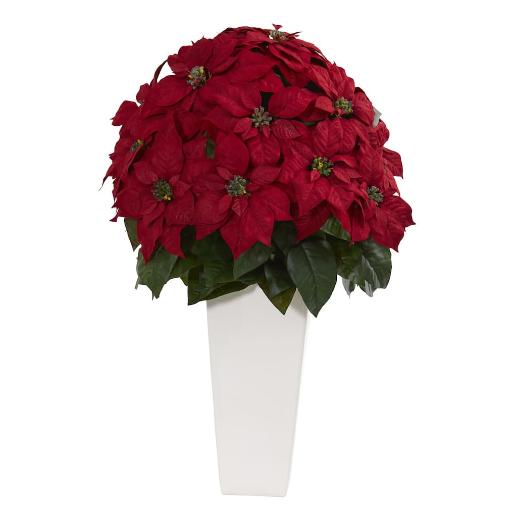 Artificial Dieffenbachia Plant in White Planter - Variegated Green Leaves for Bright and Natural Home Decoration - Red - 32