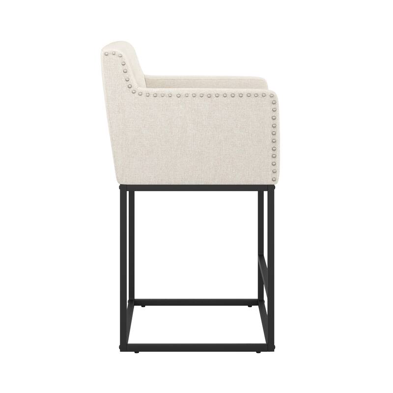 LUE BONA Modern Counter Height Bar Stools Fabric Upholstered Counter Stool - 26"H