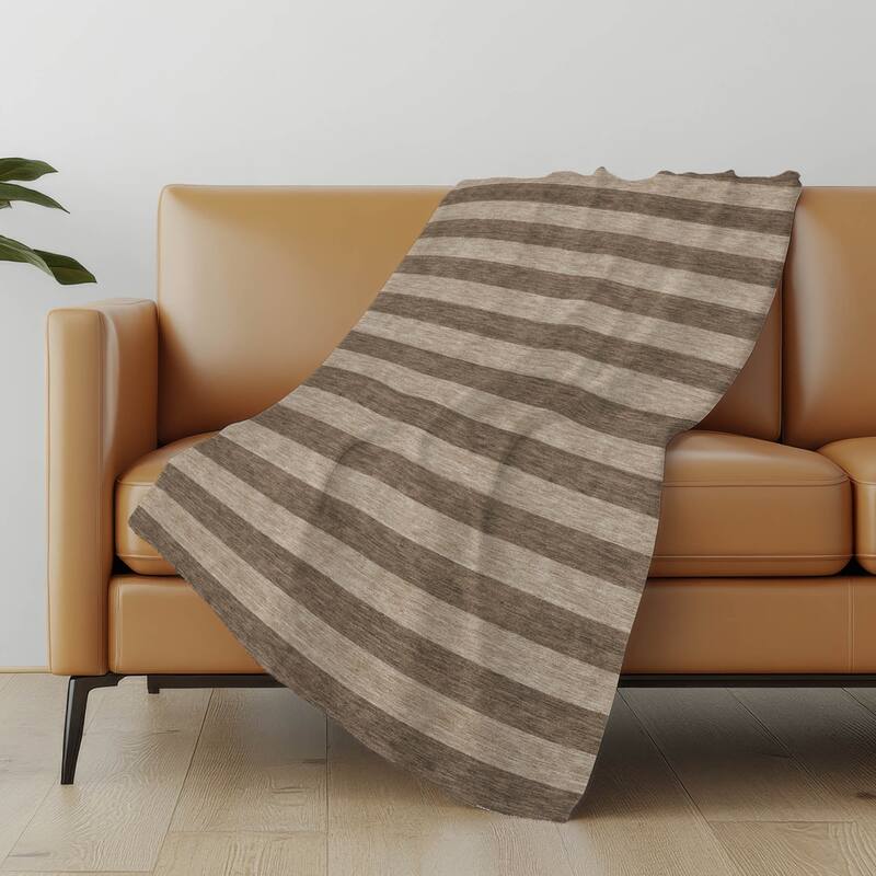 Premium Machine Washable Casual Stripes Sherpa Throw Blanket
