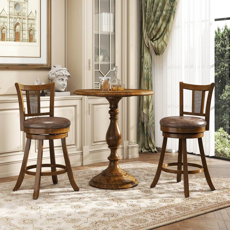 Costway Set of 2/4 Bar Stools 25"/30" Swivel Bar Chairs with PE Rattan - See Details
