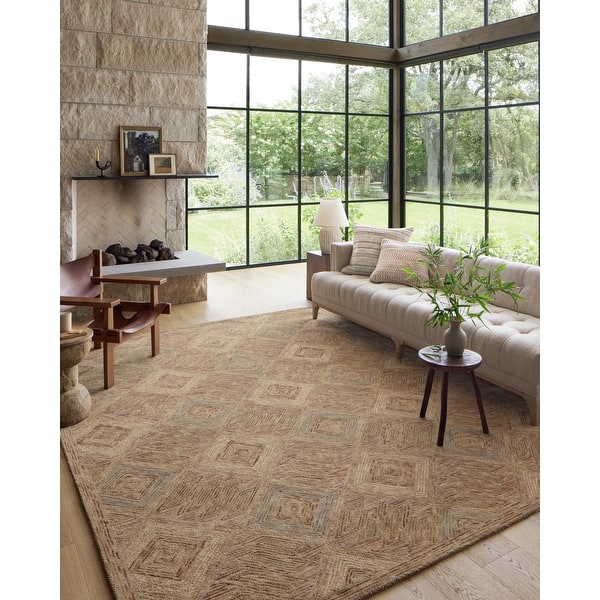 slide 2 of 25, Alexander Home Palazzo Diamond 100% Wool Hand-Tufted Area Rug 2'-3" x 3'-9" - Berry / Multi