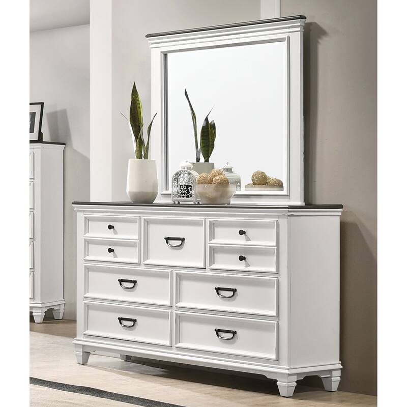 Clelane Wood Bedroom Set with Shiplap Panel King Bed, Dresser, Mirror, and two Nightstands