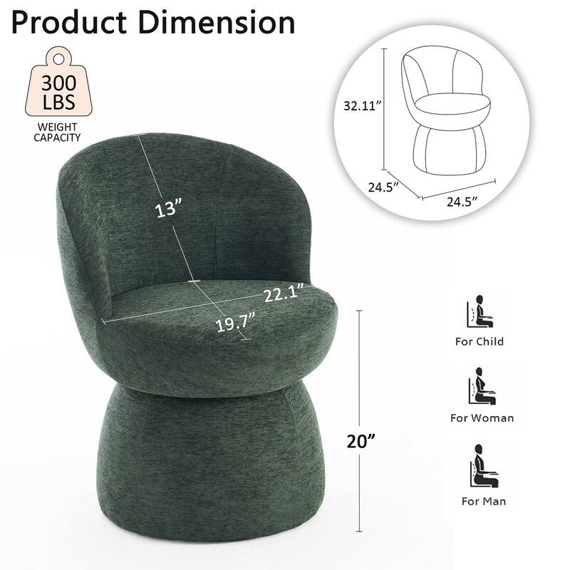 Swivel Modern Accent Chair Set of 4, Armless Upholstered Barrel Chairs