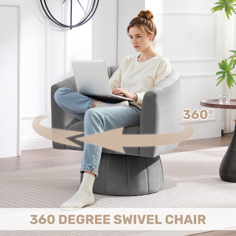 HOMYKA Swivel Accent Barrel Chair Cute Comfy Arm Chair Set 2