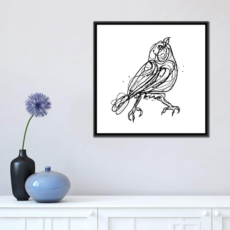 iCanvas "Chin Up - Cute Little Bird Jackson Pollock Style Drawing" by OLena Art Framed