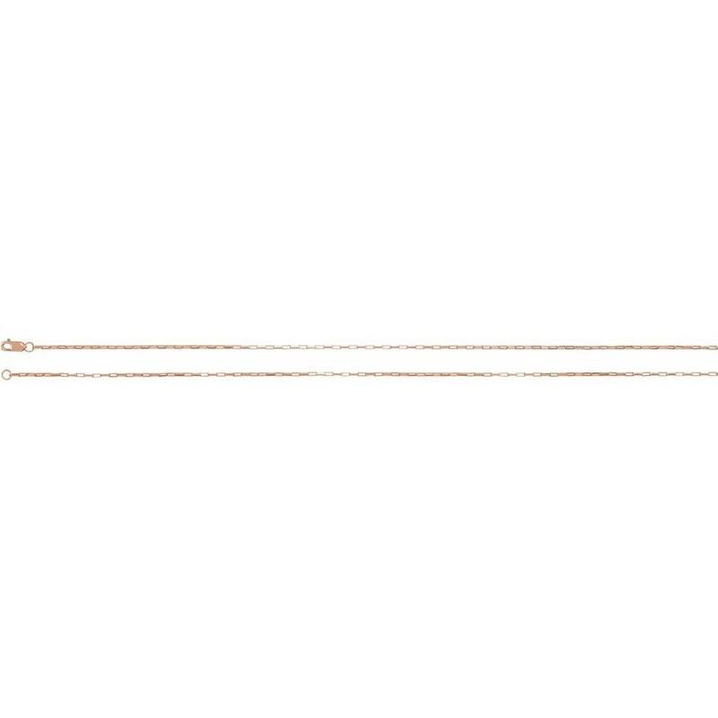 Curata 14k Rose Gold 1.2mm Paperclip style Chain Necklace (Lobster)