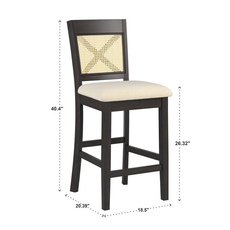 Plaga X-Back Cane Accent Counter Height Chair (Set of 2) by iNSPIRE Q Classic - Counter Height