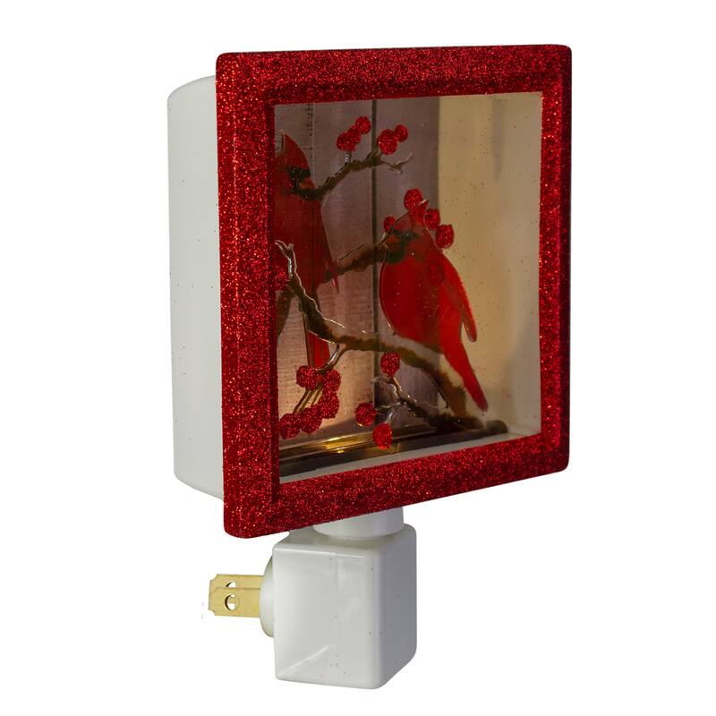 Glittered Red Cardinals Christmas Night Light - 4.25"